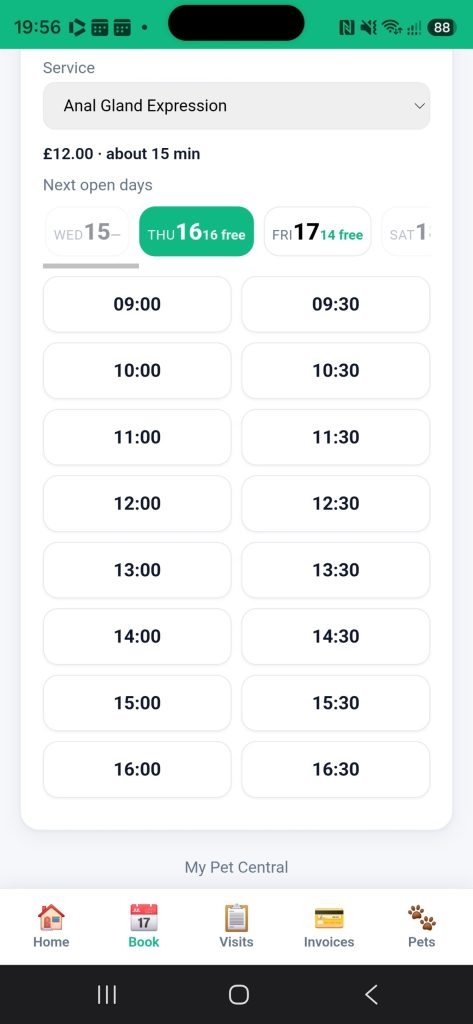 Checking availability and booking in the customer app