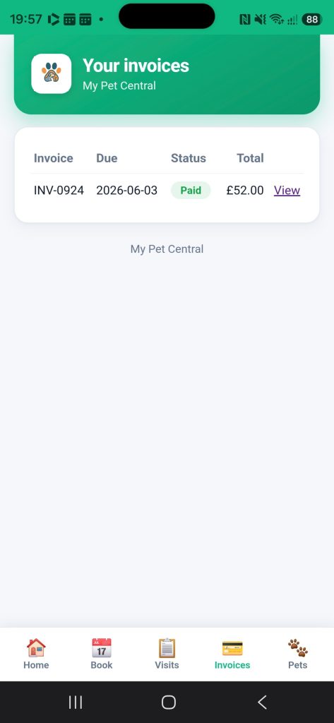 Invoices in the customer app
